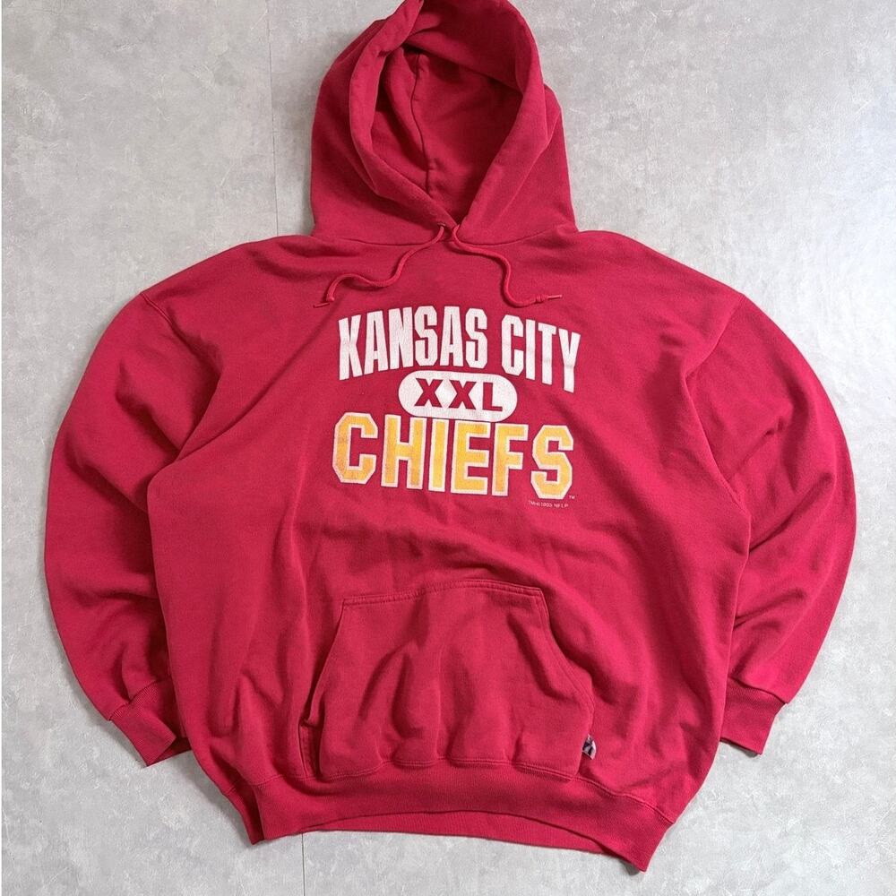 90s Vintage Kansas City Chiefs "XXL" Red Hoodie -XL
